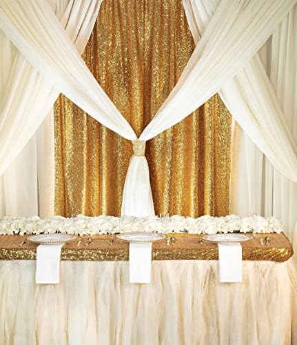 Gold Sequin Backdrop Curtains-1 Panel 5FTx8FT Gold Backdrop for Wedding, Glitter Party Decorations Background Drapes for Birthday Party Anniversary Graduation Photo Booth Decor - Image 7
