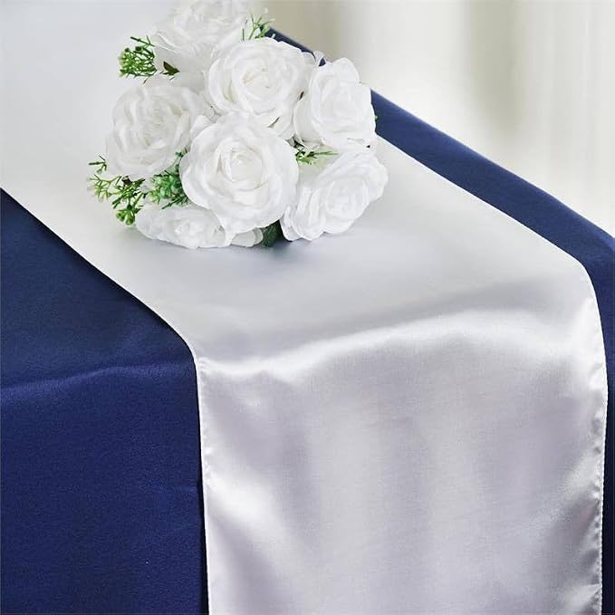 Balsa Circle 20 pcs 12 x 108 inch White Satin Table Runners Wedding Table Top Party Supplies Reception Linens Decorations - Image 5