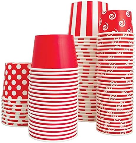 UNIQ 6 oz 100 Pack Red Polka Dot Ice Cream Cups | Disposable Leak Resistant Paper Dessert Cups for Ice Cream, Frozen Yogurt, Gelato, Soup & Snacks | Takeout Cups for Parties, Catering & Business - Image 4