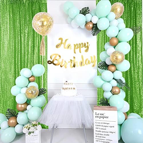 Hahuho Light Green Sequin Backdrop Curtain, 6PCS 2FTx8FT Glitter Backdrop Curtain for Parties, Christmas, Wedding, Banquet Decoration(6 Panels, 2FT x 8FT, Light Green) - Image 7