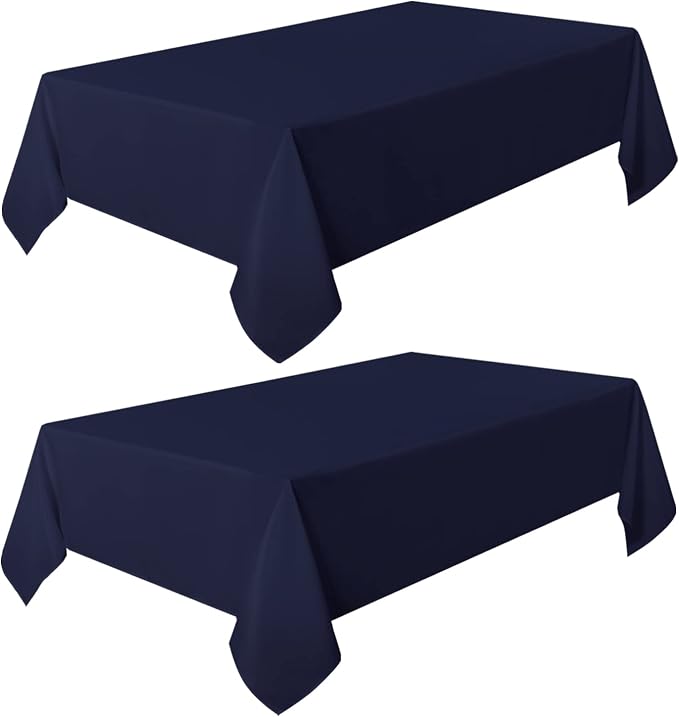 sancua 2 Pack Navy Blue Tablecloth 54x78 Inch Rectangular Table Cloth | Stain and Wrinkle Resistant, Washable Rectangle Polyester Table Cover for Dining Tables, Buffet Parties and Camping - Image 8