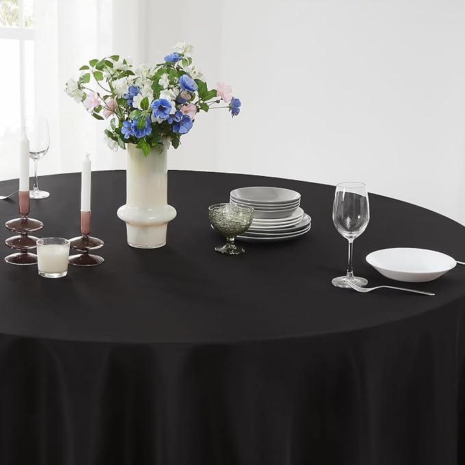 8 Pack Black Round Tablecloths 132 Inch for Dining Tables | Washable Decorative Linen Polyester Table Cover for Banquets Buffets Parties and Weddings - Image 8