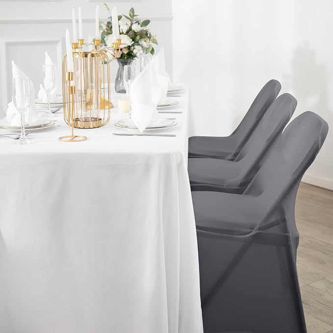 Spandex Chair Cover,12PCS,Living Room Folding Chair Covers,Removable Chair Covers Washable Protector Stretch Chair Cover for Party, Banquet,Wedding Event,Hotel(Gray) - Image 7