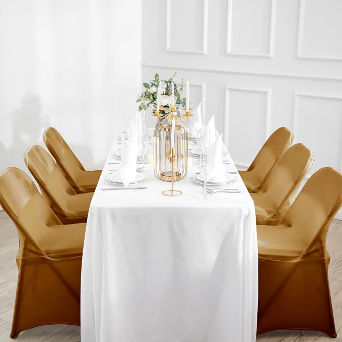 magalo 12 Pack Gold Spandex Folding Waterproof Chair Cover, Stretch Chair Cover Protector for Wedding, Party, Dining Banquet and Other Special Events - Image 8