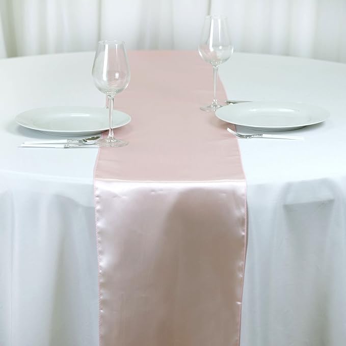 6 pcs 12 x 108 inch Blush Satin Table Runners Wedding Table Top Party Supplies Reception Linens Decorations - Image 5