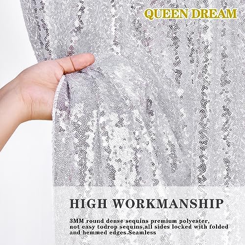 Glitter Silver Backdrop Curtain Panels 6x8FT Sequin Photography Backdrop - Image 5