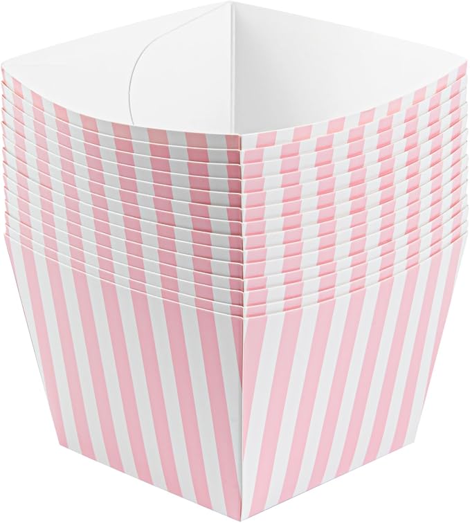Restaurantware Square Pink And White Stripe Paper Snack Box, 200 Pack - Image 15