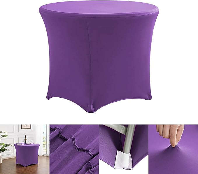 6 Pack Spandex Round Tablecloth Grape 6ft Fitted StrePTCh Tablecloth Elastic Cocktail Table Cover for Wedding Party Restaurant Banquet New Year and Halloween PTC24 - Image 7