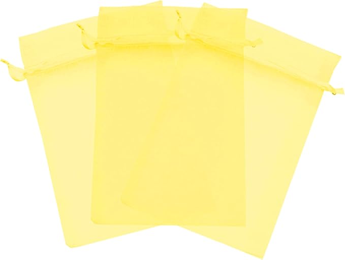 50 Yellow 4x6 Sheer Drawstring Organza Bags - Jewelry Pouches, Wedding Party Favor & Gift Bags - Kyezi Design and Craft by Kyezi+Design+and+Craft