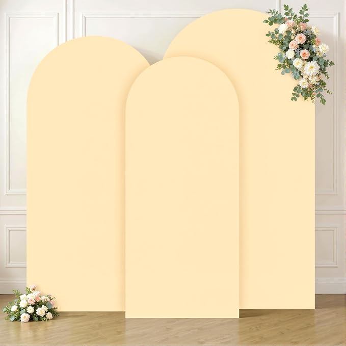 Champagne Arch Covers 3 Set - 6FT, 6.6FT, 7.2FT Arch Backdrop Cover Spandex Fitted Wedding Arch Stand Covers for Bridal Shower Wedding Baby Shower Birthday Party Banquet Photo Background Decorations - Image 8