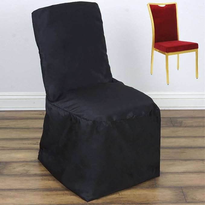 Tableclothsfactory 30 PCS Black Square Top Polyester Banquet Chair Cover Dinning Event Slipcover for Wedding Party Banquet Catering - Image 3