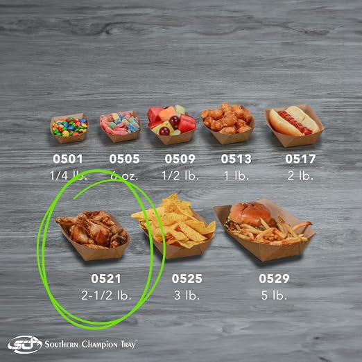 Southern Champion Tray 0521 #250 ECO Kraft Paperboard Food Tray, 2-1/2 lb Capacity (Case of 500) - Image 7