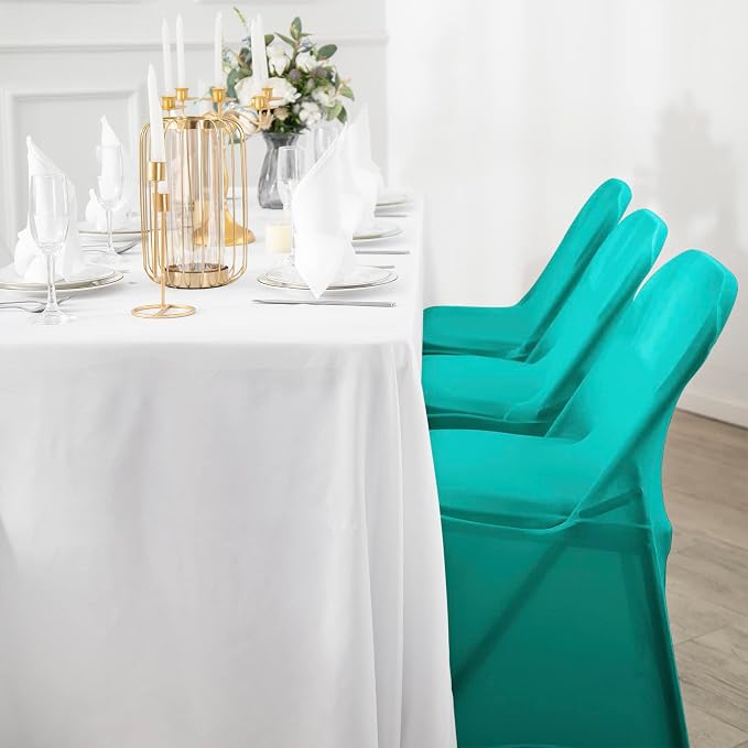 Spandex Chair Cover,12PCS,Living Room Folding Chair Covers,Removable Chair Covers Washable Protector Stretch Chair Cover for Party, Banquet,Wedding Event,Hotel(Turquoise) - Image 7
