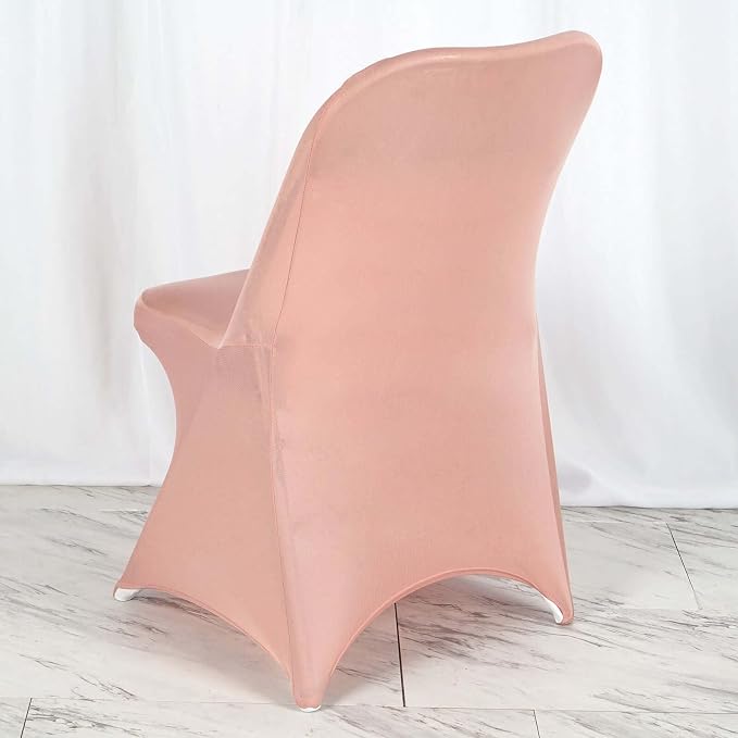 Tableclothsfactory Stretchy Spandex Fitted Folding Chair Cover Dinning Event Slipcover for Wedding Party Banquet Catering- Dusty Rose - Image 2