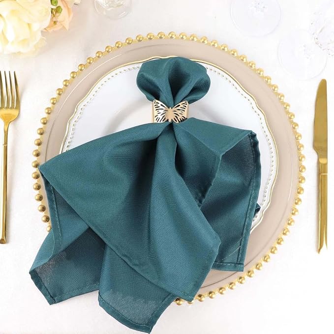 Tableclothsfactory Premium Pack of 25 Premium Peacock Teal 20" x 20" Washable Polyester Napkins Great for Wedding Party Restaurant Dinner Parties for Party & Decorations by TABLECLOTHSFACTORY