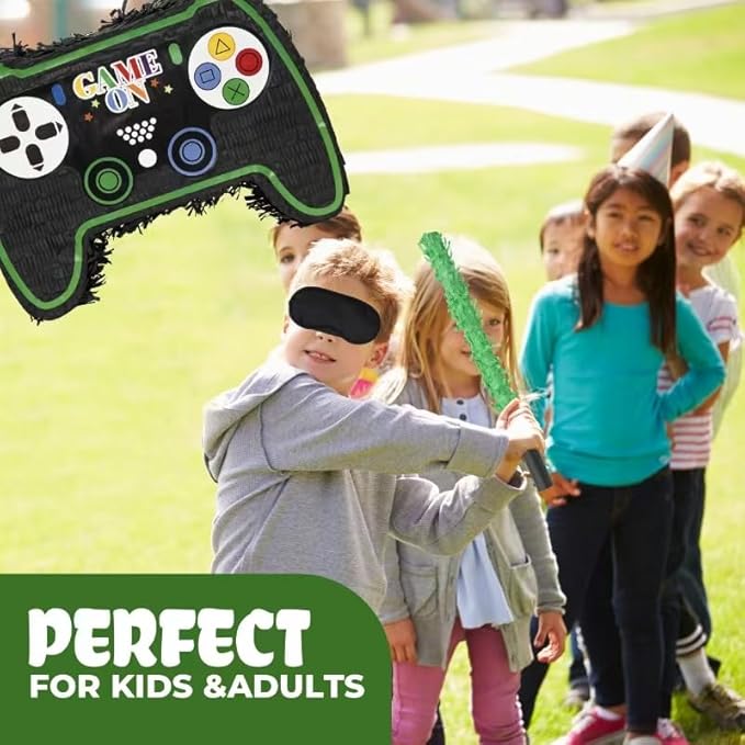 Video Game Controller Pinatas Bundle with a Blindfold and a Bat(16.5 x 12 x 3.5 Inches), Perfect for kid's Birthday Parties, Gaming Theme Parties for Boys, Decorations