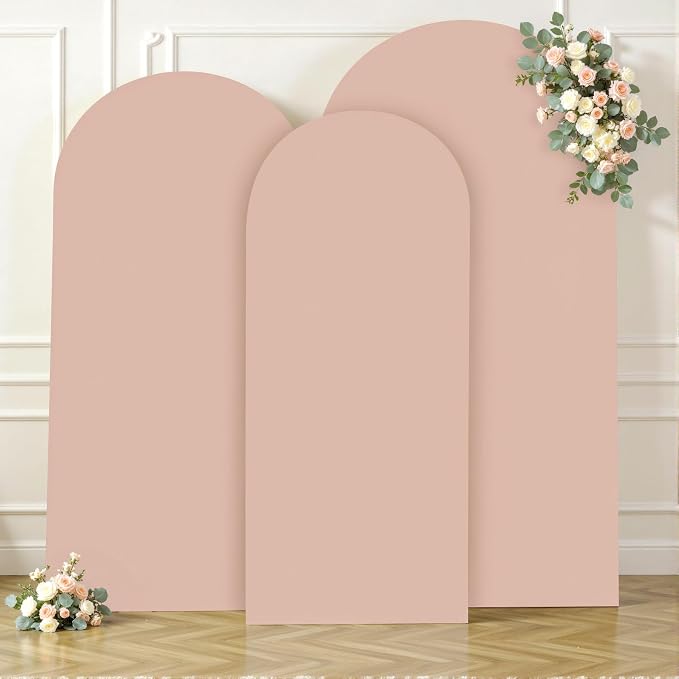 Nude Arch Covers 3 Set - 6.6FT, 7.2FT, 8FT Nude Arch Backdrop Cover Spandex Wedding Arch Stand Covers for Bridal Shower Wedding Baby Shower Birthday Party Banquet Photo Background Decorations - Image 8