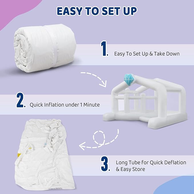 (2025 New) JOYMOR Giant Bounce House (13x10x8FT) w/Balloons for Outdoor Party, White Bounce House with Ball Pit for Kids, Including Blower, Portable Bag, 30s Set-up (Wedding)