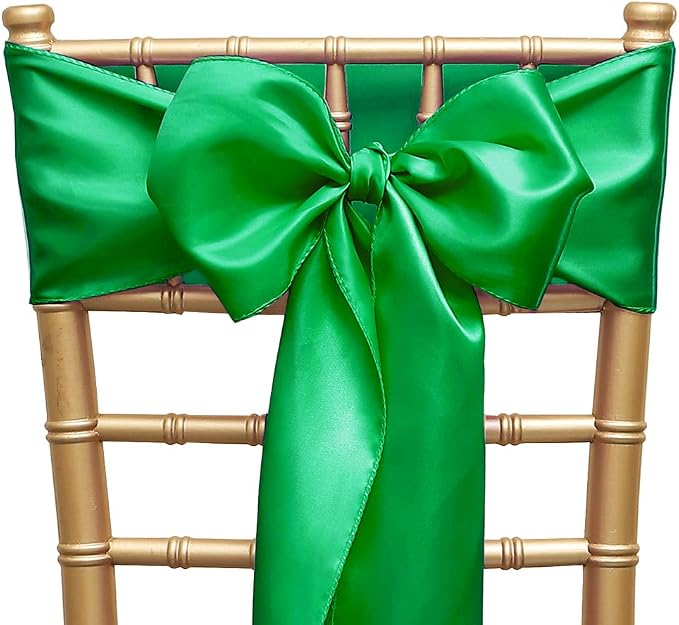 Pack of 50 Satin Emerald Green Chair Sashes Bows 7 X 108 Inch Universal Forest Green Chair Ribbons Ties for Wedding Ceremony Party Birthday Anniversary Engagement Christmas Outdoor Event Decor - Image 7
