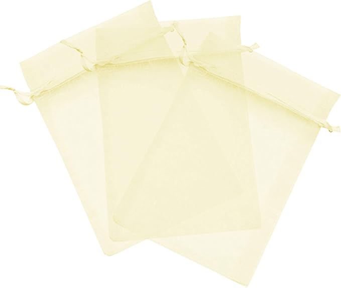 150 Pcs Beige 5x7 Sheer Drawstring Organza Gift Bags - Wedding Party Favor Candy Bags by Kyezi+Design+and+Craft