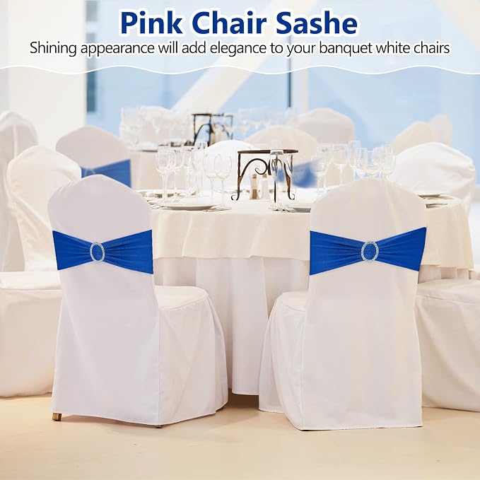 CHENGU 150 Pcs Blue Chair Sashes with Buckle, Stretch Bands - Image 7