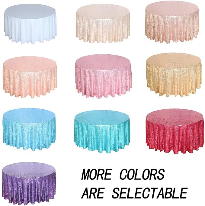 JYFLZQ Silver Sequin Tablecloth, Glitter Party Table Cover 90 Inch Round - Image 7