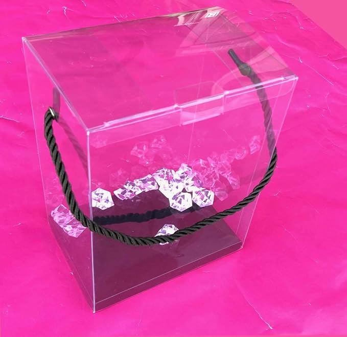 Durapak Supplies 48 PCS 5.5(W) x4(D) x7.5 inch (H) Rope Handle w/Black Card Bottom,Clear Plastic PVC Boxes for Party Favor Wedding Favor,retail products packaging and display - Image 2