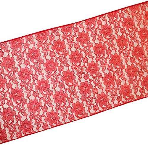 Zen Creative Designs 10 Pack Floral Lace Table Runner Sheer Lace Event Party Wedding Table Decor (12" by 60", Red) - Image 2
