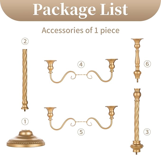 Sziqiqi Gold Floor Candelabra Candle Holder for Centerpiece - Tall 5 Arm Candlesticks Holders Metal Taper Candle Holder for Table Floral Centerpieces for Wedding Party Banquet