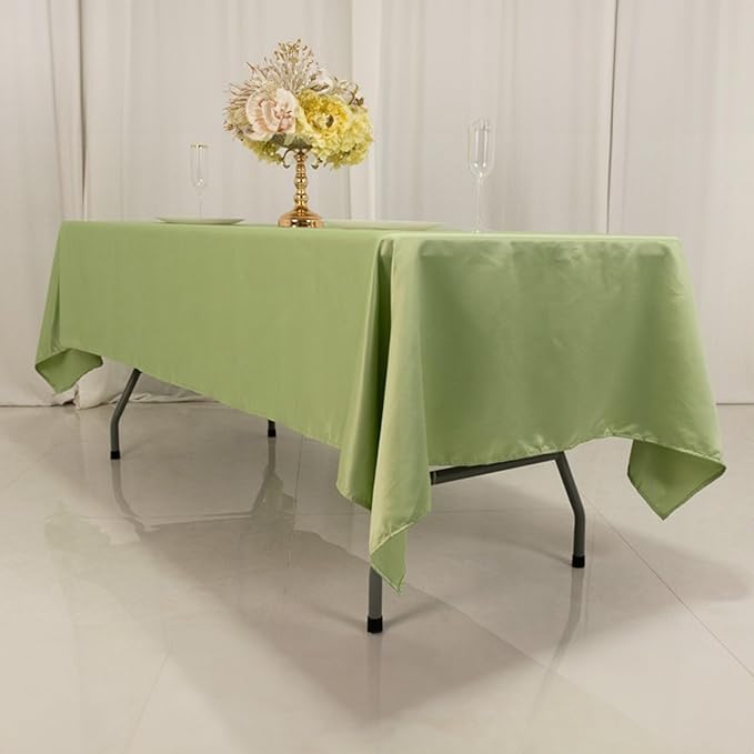 Efavormart Sage Green Seamless Lamour Satin Rectangle Tablecloth - 60"x102"