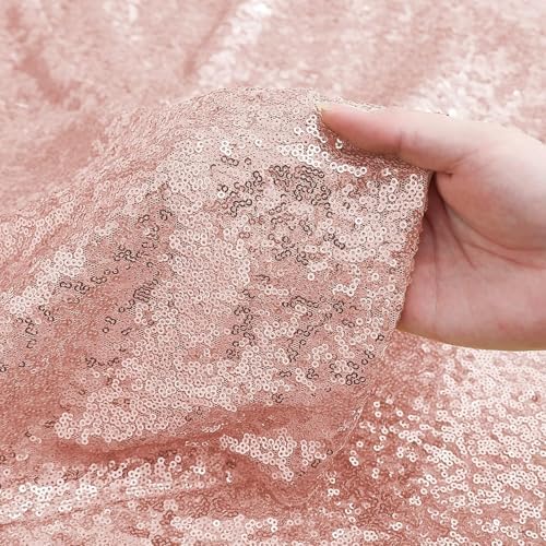 Sugargirl Rose Gold Sequin Backdrop Curtain 4FTx8FT Glitter Rose Gold Background Drapes Sparkle Photography Backdrop for Party Wedding Birthday Wall Decoration(2 Panels) - Image 7