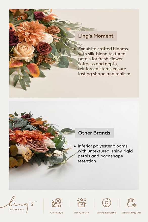 Ling's moment Deep Purple Artificial Flower Garland Wedding Arch 6 FT | Purple Rose & Eucalyptus , Greenery, Sweetheart Table Decor, Floral Garland for Mantle, Centerpieces, Backdrop - Image 7