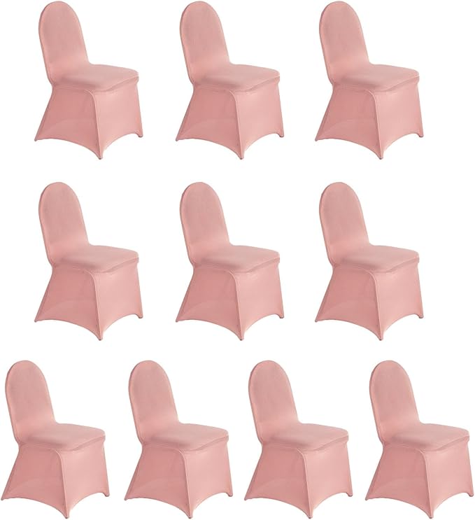 Efavormart 10 PCS Spandex Stretch Dusty Rose Chair Covers Universal Banquet Chair Covers for Party Dining with Foot Pockets Washable Wedding Chair Slip Covers for Outdoor - Image 9