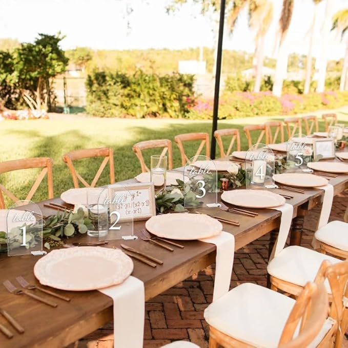 20 PCS Clear Arch Acrylic Sign with Stands, 4" x 6" DIY Blank Acrylic Arch Table Sign With Base for Business Card Holder/Guest Name Tag/Wedding Table Number/Menu Sign/Bar List Sign (Arch Base)