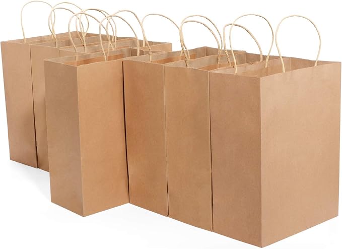 MESHA Brown Paper Bags 10x5x13 200Pcs Medium Gift Bags with Handles Bulk | Kraft Paper Bag for Small Business,Birthday Wedding Party Favor Bag, Shopping - Image 8