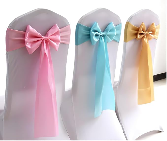 Satin Stretch Chair Sashes Bow,Chair Bands Spandex Chair Ribbons Bows for Wedding Party Birthday Banquet Decor,No Need Tied,10Pcs Milky White - Image 4