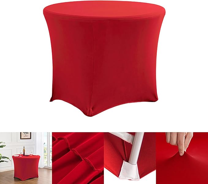 4 Pack Spandex Round Tablecloth Red 6ft Fitted Stretch Tablecloth Elastic Cocktail Table Cover for Wedding Party Restaurant Banquet New Year and Halloween PTC24 - Image 7