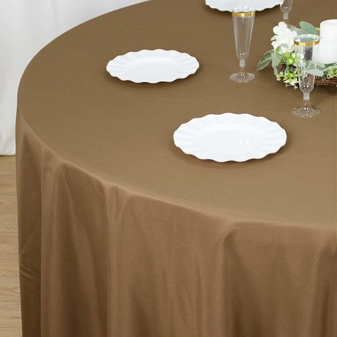 Tableclothsfactory 5PCS | 120" Wholesale Round Tablecloth Polyester Round Table Linens for Wedding Party Banquet Restaurant - Taupe for Party & Decorations - Image 8