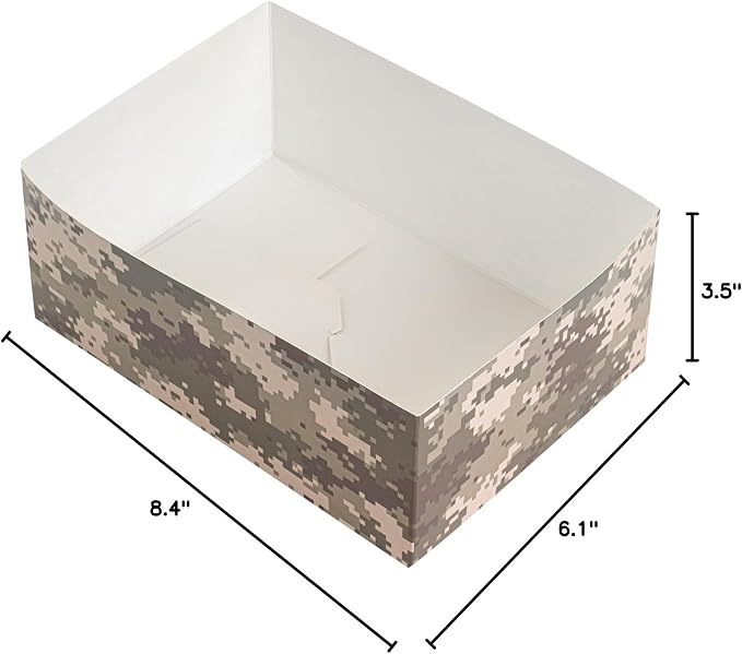Restaurantware Bio Tek 8.4 x 6.1 x 3.5 Inch Burger Trays 100 Disposable Paper Food Trays - Sustainable Sturdy Camouflage Paper Movie Snack Trays For Meals Snacks And Baked Goods - Image 8
