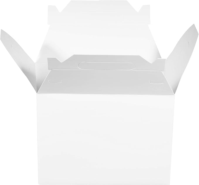 White Treat Gift Boxes - 9 x 5 x 6.75 inches - Paper Gable Boxes, Paper Lunch Boxes with Handle, Barn Boxes - Birthday's, Weddings, Baby Shower Favor Box, Restaurant To go Box, Carry Out (75) - Image 7