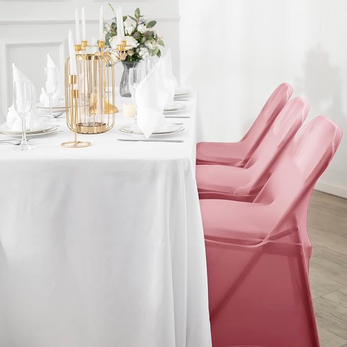 Spandex Chair Cover,25PCS,Living Room Folding Chair Covers,Removable Chair Covers Washable Protector Stretch Chair Cover for Party, Banquet,Wedding Event,Hotel(Dusty Pink) - Image 7