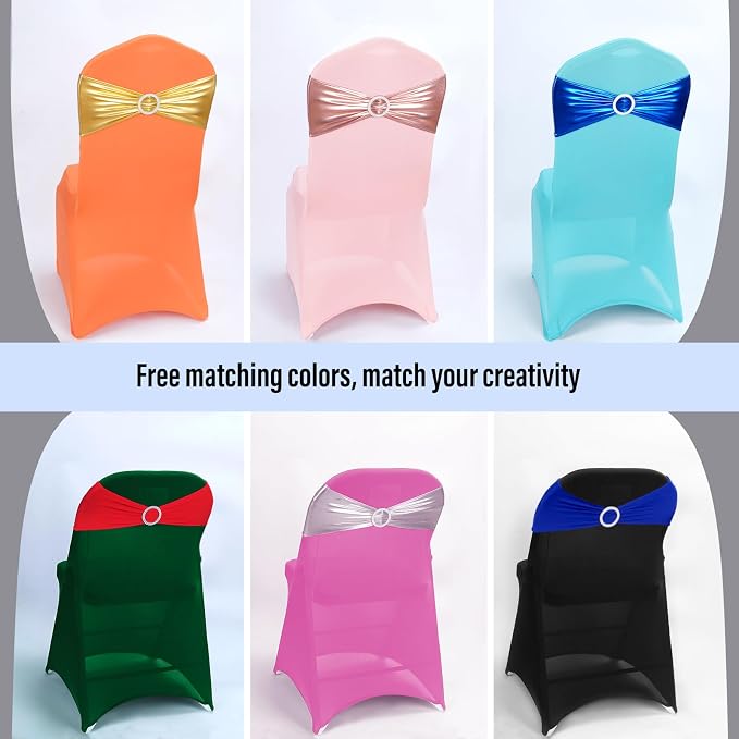 LEBENGURU Royal Blue Stretch Chair Sashes 50pcs with Buckle Slider - Image 9
