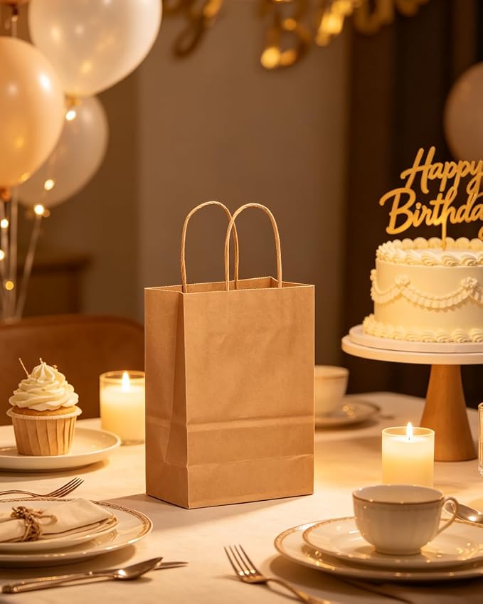 qiqee 600-Packs Brown Paper Gift Bags with Handles Bulk 8.3"x6"x3.15" Small Size Paper Bags Multiple Uses - Image 8