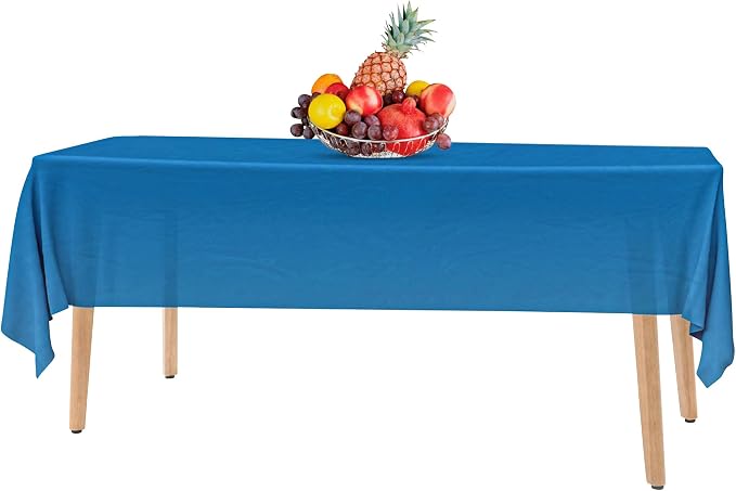14 Pack Premium Blue Plastic Tablecloth - 54 x 108 in. Disposable Rectangle Plastic Table Cloth - Decorative Rectangle Table Cover Smooth Tablecloth - Disposable Tablecloths For Parties, Weddings - Image 7