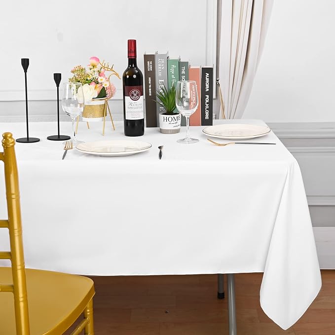 10 Pack White Tablecloths for 8ft Tables-60 x 126 Inch | Polyester Table Cover, Stain and Wrinkle Resistant Washable Fabric Table Cloth, Perfect for Wedding Banquet Parties - Image 7
