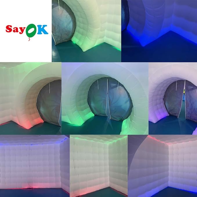 SAYOK Inflatable Photo Booth Backdrop with LED Light is Suitable for Outdoor Events, Birthday Parties, Photo Booth Backdrop for Wedding, Event, Show(Logo not Include)