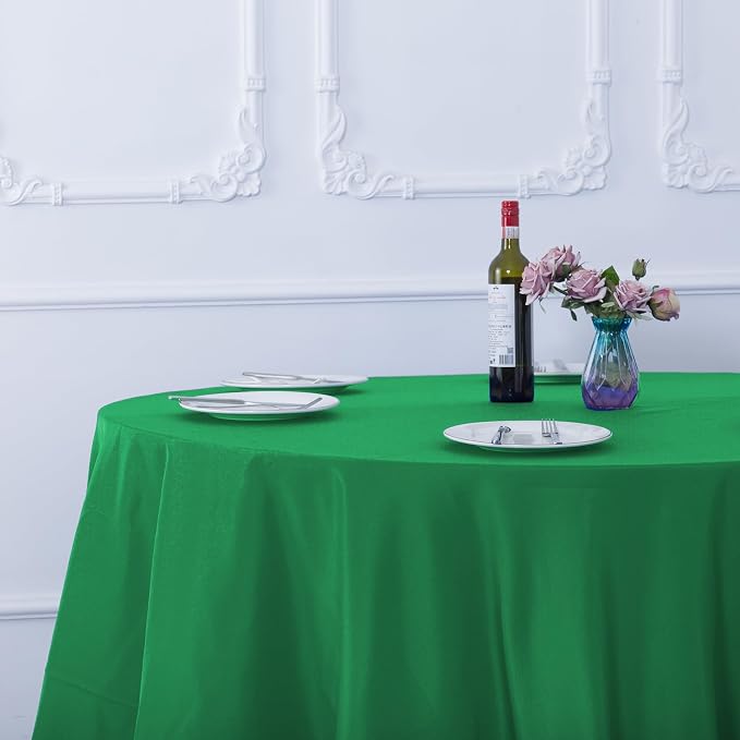 Ascoza 2pack 120 Inch Emerald Round Tablecloth in Washable Polyester Fabric for Wedding/Banquet/Restaurant/Parties - Image 7