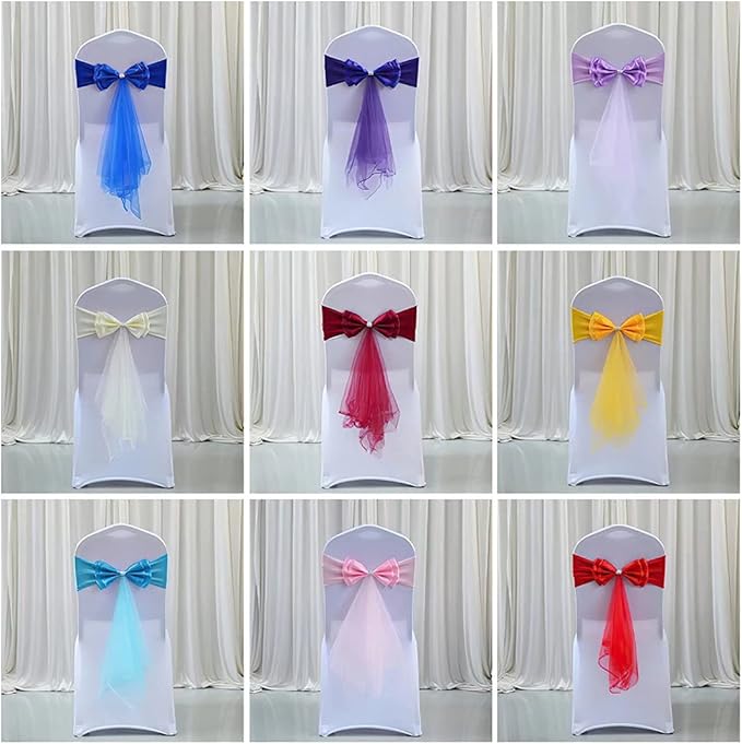 50Pcs Stretch Satin Chair Sashes Bows Chair Bands Decor for Hotel Wedding Reception Party Event Chair Cover Decoration Champagne - Image 5