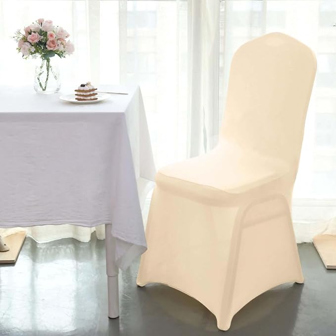 Tableclothsfactory Beige Stretchy Spandex Fitted Banquet Chair Cover Dinning Event Slipcover for Wedding Party Banquet Catering - Image 9