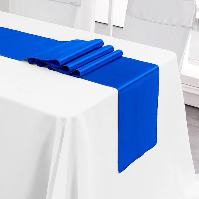 4-Pack Royal Blue Satin Table Runner 12 x 108 Inch Long Bright and Smooth Silk Fabric Table Runner for Wedding Banquet Birthday Party Decoration - Image 9